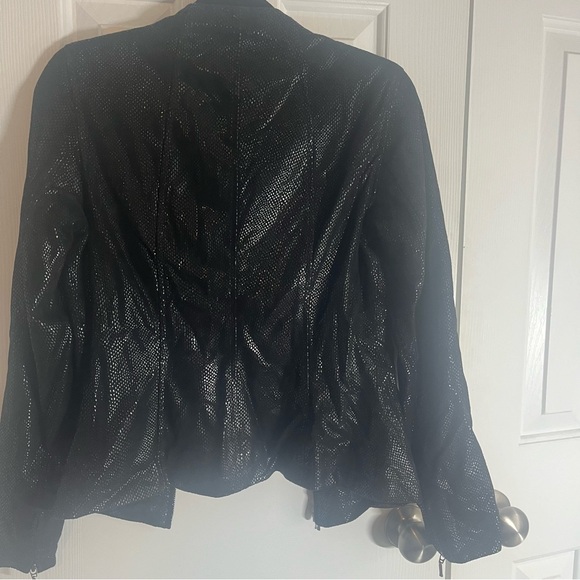 Reba Snakeskin Leather Jacket Size 4 Black Good Condition - Picture 10 of 13